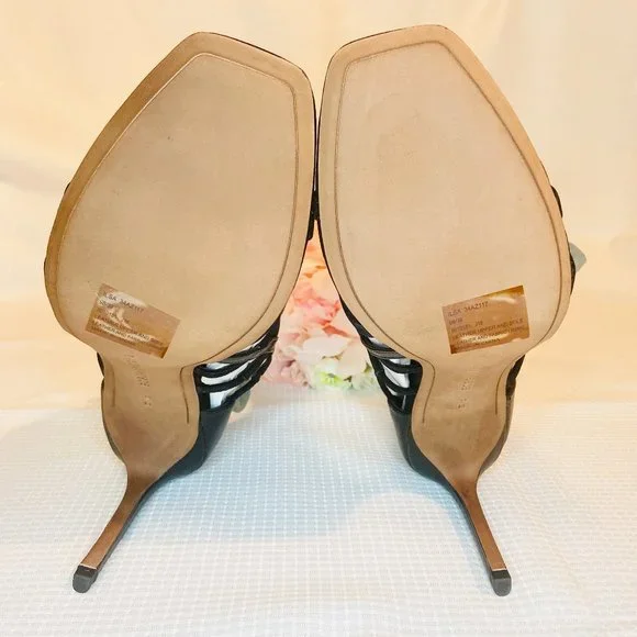 BCBGMaxazria Ilsa Dress Calf Kidsuede Women Black Strap Heels Shoes Size 9 / 39 - Picture 5 of 9